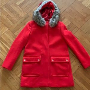 J Crew Red Wool Parka